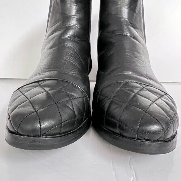Fabianelli Black Leather Quilted Stretch Chelsea Ankle Boot Sz 37 - Picture 2 of 13